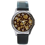 Leopard Print Design Round Metal Watch