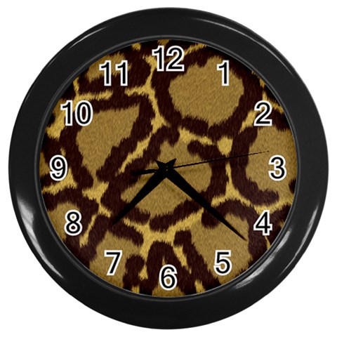 Leopard Print Design Wall Clock (Black) from ArtsNow.com Front
