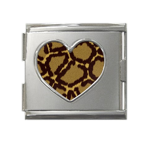 Leopard Print Design Mega Link Heart Italian Charm (18mm) from ArtsNow.com Front