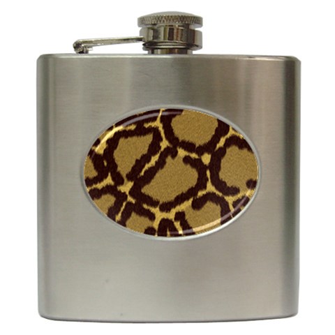 Leopard Print Design Hip Flask (6 oz) from ArtsNow.com Front