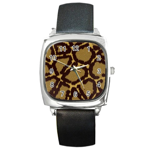 Leopard Print Design Square Metal Watch from ArtsNow.com Front