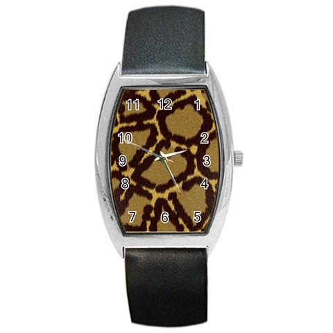 Leopard Print Design Barrel Style Metal Watch from ArtsNow.com Front
