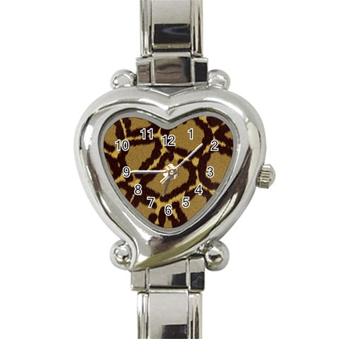 Leopard Print Design Heart Italian Charm Watch from ArtsNow.com Front