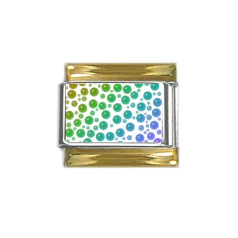 Rainbow Bubbles Design Gold Trim Italian Charm (9mm) from ArtsNow.com Front