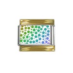 Rainbow Bubbles Design Gold Trim Italian Charm (9mm)