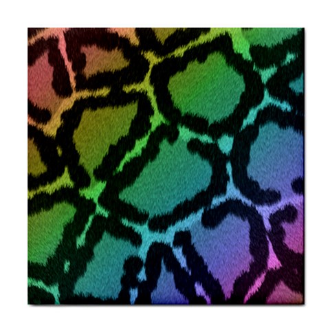 Cool Rainbow Leopard Print Design Tile Coaster from ArtsNow.com Front