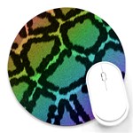 Cool Rainbow Leopard Print Design Round Mousepad