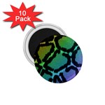 Cool Rainbow Leopard Print Design 1.75  Magnet (10 pack) 