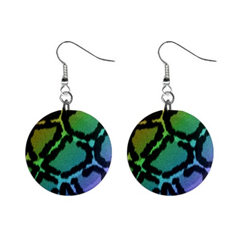 Cool Rainbow Leopard Print Design 1  Button Earrings from ArtsNow.com Front