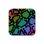 Cool Rainbow Leopard Print Design Rubber Square Coaster (4 pack)
