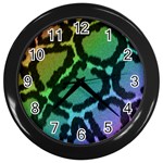Cool Rainbow Leopard Print Design Wall Clock (Black)