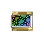 Cool Rainbow Leopard Print Design Gold Trim Italian Charm (9mm)
