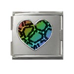 Cool Rainbow Leopard Print Design Mega Link Heart Italian Charm (18mm)