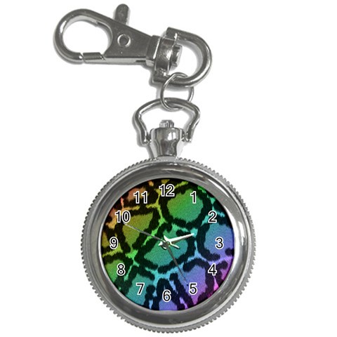 Cool Rainbow Leopard Print Design Key Chain Watch from ArtsNow.com Front
