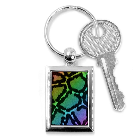 Cool Rainbow Leopard Print Design Key Chain (Rectangle) from ArtsNow.com Front