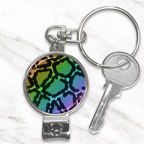 Cool Rainbow Leopard Print Design Nail Clippers Key Chain from ArtsNow.com Front
