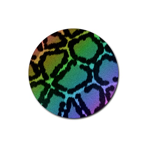 Cool Rainbow Leopard Print Design Rubber Round Coaster (4 pack) from ArtsNow.com Front