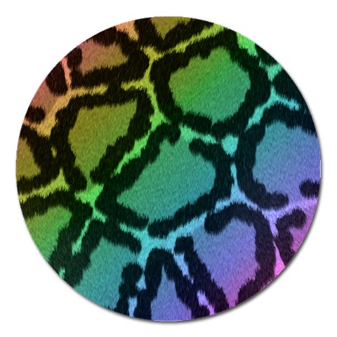 Cool Rainbow Leopard Print Design Magnet 5  (Round) from ArtsNow.com Front