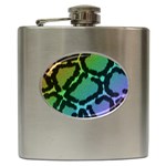 Cool Rainbow Leopard Print Design Hip Flask (6 oz)