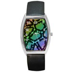 Cool Rainbow Leopard Print Design Barrel Style Metal Watch