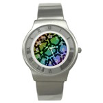 Cool Rainbow Leopard Print Design Stainless Steel Watch