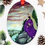 Jesus Overlooking Jerusalem - Ave Hurley of ArtRevu - Ornament (Oval)