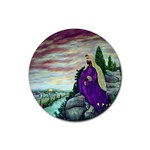 Jesus Overlooking Jerusalem-by AveHurley of ArtRevu - Rubber Coaster (Round)