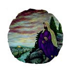 Jesus Overlooking Jerusalem-by AveHurley of ArtRevu Standard 15  Premium Round Cushion 