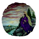 Jesus Overlooking Jerusalem-by AveHurley of ArtRevu Large 18  Premium Round Cushion 