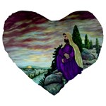 Jesus Overlooking Jerusalem-by AveHurley of ArtRevu Large 19  Premium Heart Shape Cushion