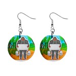 Yowie A, Text In Aussie Outback, Mini Button Earrings
