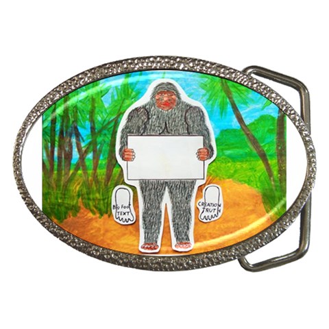 Yowie A, Text In Aussie Outback, Belt Buckle (Oval) from ArtsNow.com Front