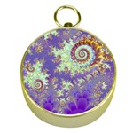 Sea Shell Spiral, Abstract Violet Cyan Stars Gold Compass