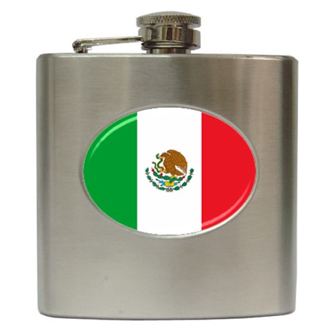 Mexico Flag Hip Flask (6 oz) from ArtsNow.com Front