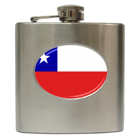Chile Flag Hip Flask (6 oz) from ArtsNow.com Front