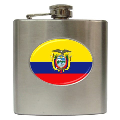 Ecuador Flag Hip Flask (6 oz) from ArtsNow.com Front