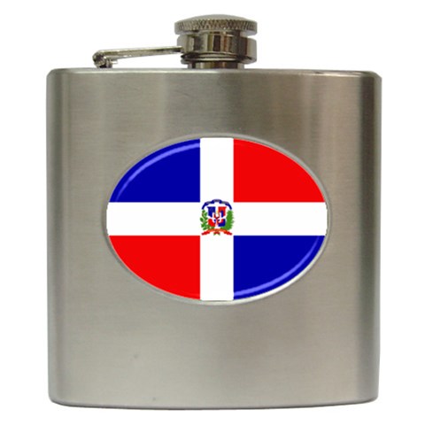 Dominican Republic Flag Hip Flask (6 oz) from ArtsNow.com Front