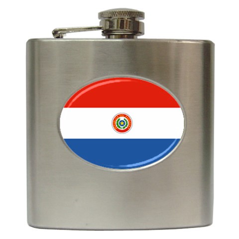 Paraguay Flag Hip Flask (6 oz) from ArtsNow.com Front