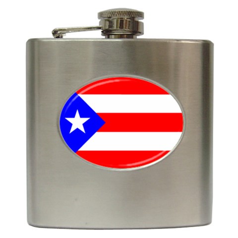 Puerto Rico Flag Hip Flask (6 oz) from ArtsNow.com Front