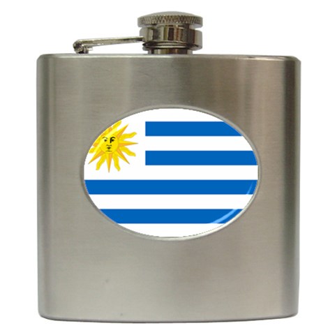 Uruguay Flag Hip Flask (6 oz) from ArtsNow.com Front