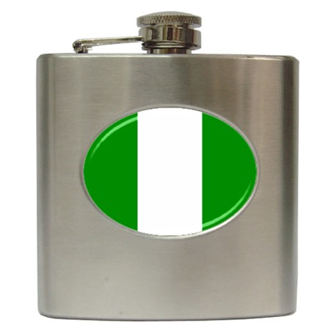 Nigeria Flag Hip Flask (6 oz) from ArtsNow.com Front