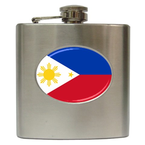 Philippines Flag Hip Flask (6 oz) from ArtsNow.com Front