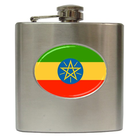 Ethiopia Flag Hip Flask (6 oz) from ArtsNow.com Front
