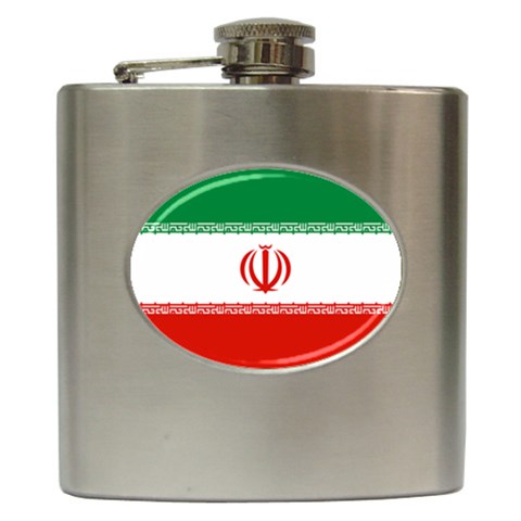 Iran Flag Hip Flask (6 oz) from ArtsNow.com Front