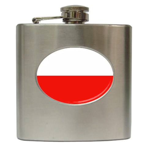 Poland Flag Hip Flask (6 oz) from ArtsNow.com Front