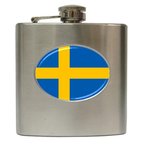 Sweden Flag Hip Flask (6 oz) from ArtsNow.com Front