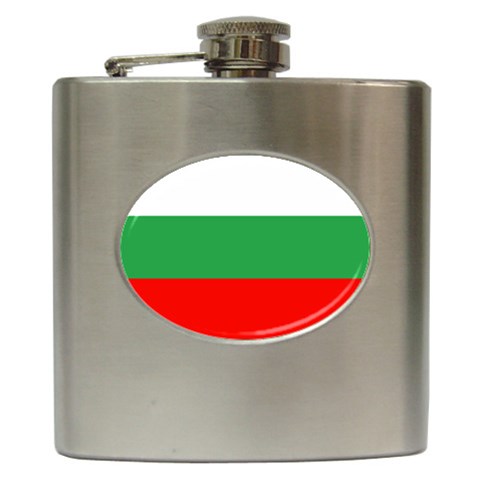Bulgaria Flag Hip Flask (6 oz) from ArtsNow.com Front