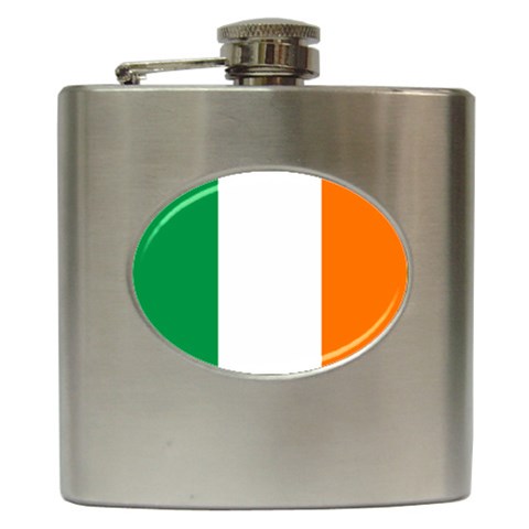 Ireland Flag Hip Flask (6 oz) from ArtsNow.com Front