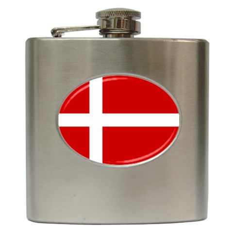 Denmark Flag Hip Flask (6 oz) from ArtsNow.com Front