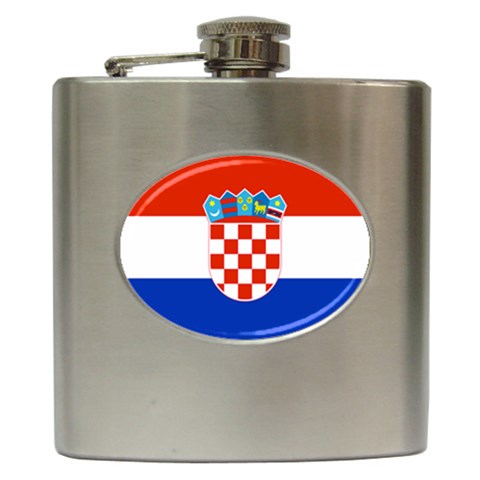 Croatia Flag Hip Flask (6 oz) from ArtsNow.com Front